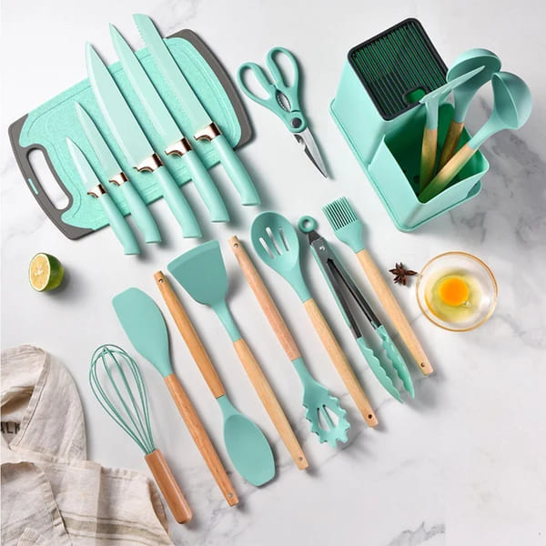 Kit Completo 19 peças de Utensílios de Silicone para Cozinha - Últimas Unidades