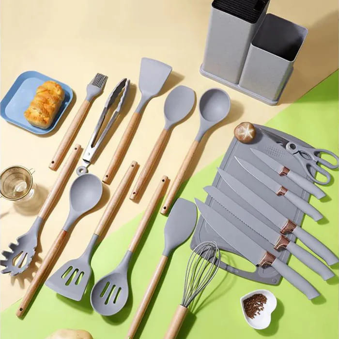 Kit Completo 19 peças de Utensílios de Silicone para Cozinha - Últimas Unidades