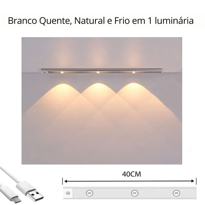 Luminária Recarregável com Sensor de Presença