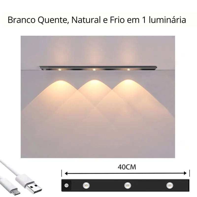 Luminária Recarregável com Sensor de Presença