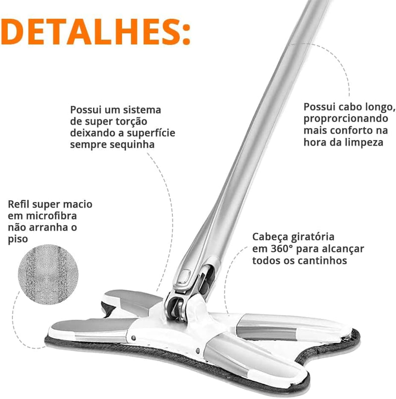 Esfregão de Limpeza Giratório 360 - Mop Twist com Torçao Automática